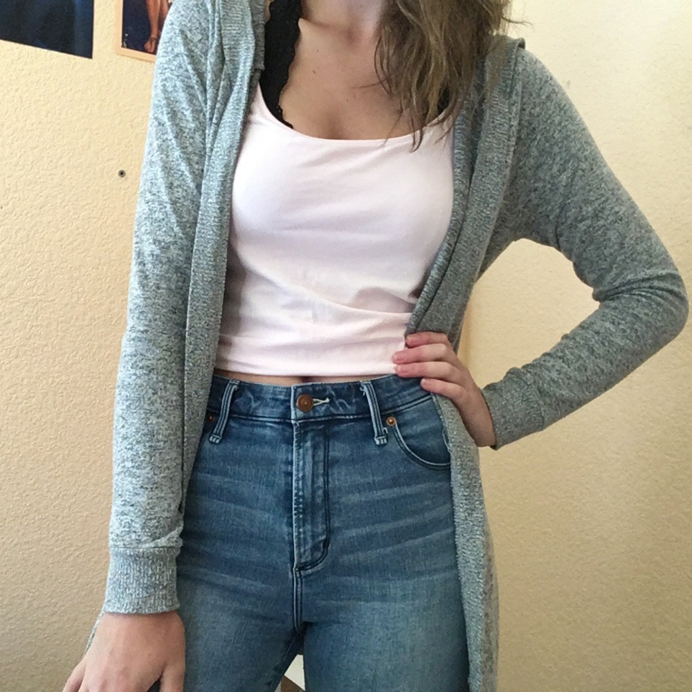 Soft Hooded Grey Cardigan
